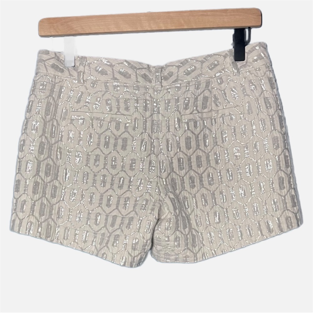 Banana Republic Metallic Jacquard Shorts cream Silver Luxe Resort Holiday Size 2 - Picture 4 of 6
